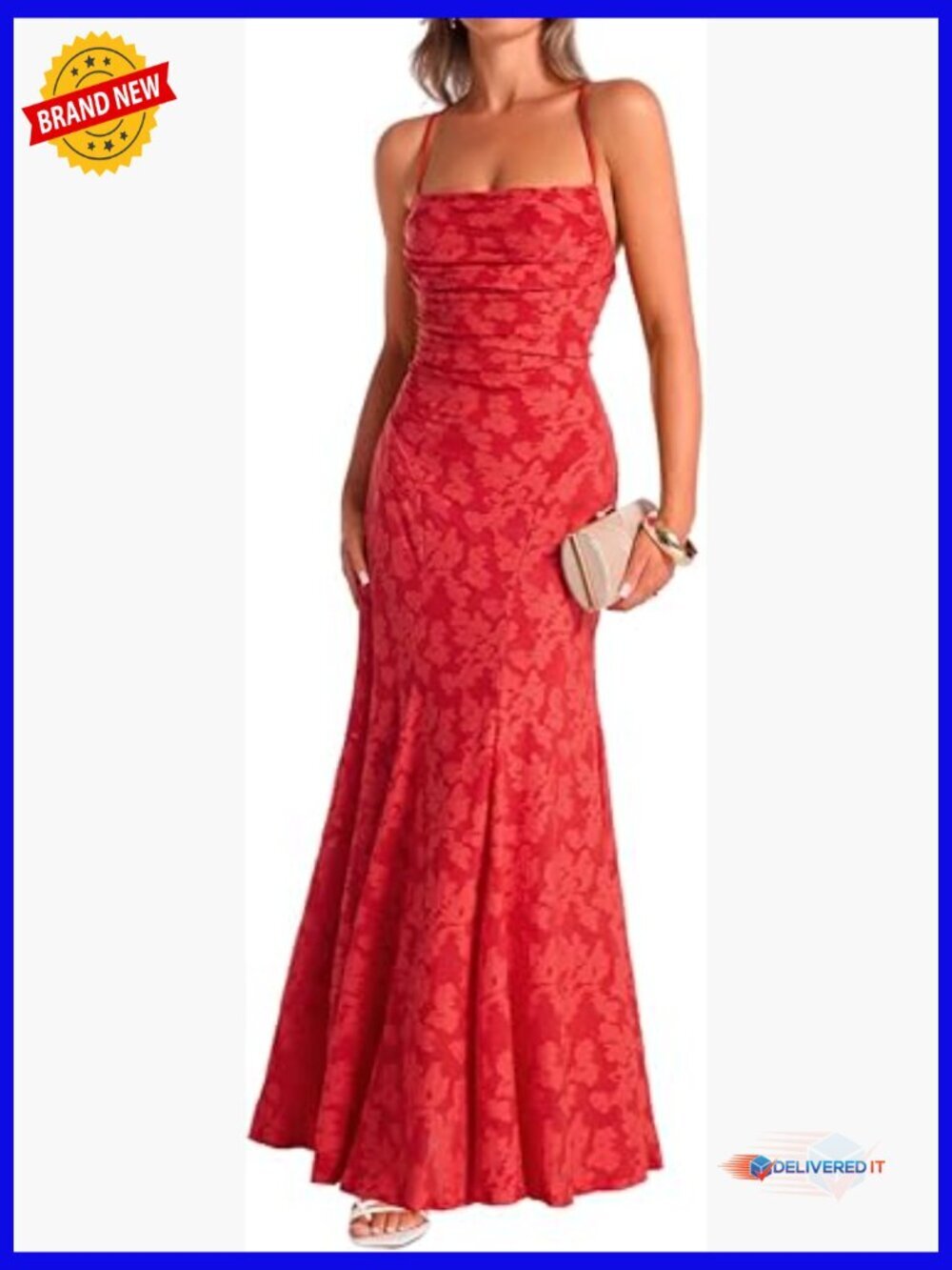 Floral Maxi Dress A-Line Backless Mesh Spaghetti Strap Square Neck Boho